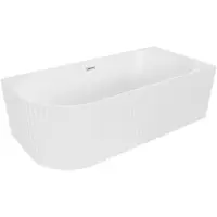 Mexen Gia freistehende Eckbadewanne geriffelt rechts 170 x 80 cm, weiß matt, Überlauf chrom - 52701708001P-01