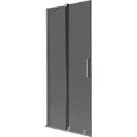 Mexen Velar Badewannenabtrennung 2-flügelig verschiebbar 80 x 150 cm, Grafit, Gun Metal - 896-080-000-41-95