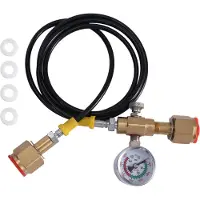 TAUOH Argon-CO2-Nachfüllstation, Ladeadapter für kleine Schweißtanks, mit 1,5 m weichem Schlauch, 250 bar Manometer, W21.8-14
