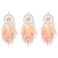 Melitt 3X Traum Fänger Hängende Ornament Dekoration Handgemachte LED Lichter Rosa Feder Heil Kristalle Traum Fänger für Haus Wall Dekoration