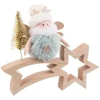 Bigbuy Weihnachtsdekoration - WEIHNACHTEN - Mehrfarbig - Holz und Stoff - 18 x 6 x 16 cm
