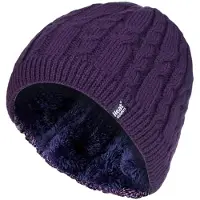 Heat Holder Damen gerippt Kabel stricken Fleece gefüttert Thermal gestrickt Beanie Hut