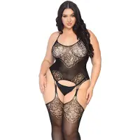 Leg avenue Spitzen-Straps-Bodystocking in ?bergr??e