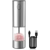 Tlily Elektrische Salz- und Pfeffermühle, Wiederaufladbar, Automatische Pfeffermühle mit Einstellbarer Grobheit und LED-Licht-B