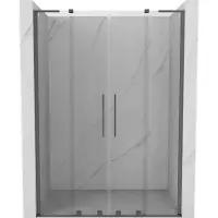Mexen Velar L Duo Schiebetür Dusche 160 cm, transparent, Gun Metal - 871-160-003-02-95