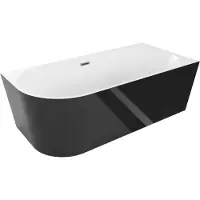 Mexen Mia freistehende Eckbadewanne rechts 160 x 80 cm, weiß/schwarz, Überlauf Gun Metal - 52691608075P-95