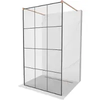 Mexen Kioto freistehende Duschwand 100 x 200 cm, schwarzes Muster 8 mm, gebürstetes Messing - 800-100-002-65-77