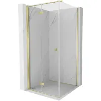 Mexen Mist-F T klappbare Duschkabine links 75 x 75 cm, transparent, gebürstetes Gold - 8A6T-075-075-55-00-L