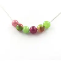Bijoux Steine und Mineralien. Kette aus farbigen Turmalinperlen + Wassermelonen-Turmalin + Kette aus Edelstahl.