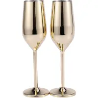 Jojomino Teile/satz Bruchsicher Edelstahl Champagner Gläser Gebürstet Gold Hochzeit Toasten Flöten Trinken Tasse Party