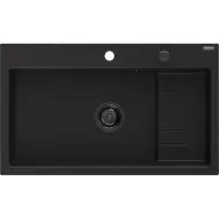 Mexen Omar Granitspüle 1-becken 800 x 480 mm, schwarz, Siphon schwarz - 6520801005-77-B