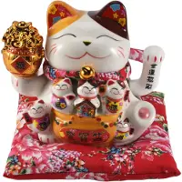Torribaly 7 Zoll Keramik Winkende Katze Maneki Ornament Feng Shui Dekoration Schaukel, A