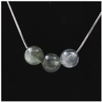 You do it Steine und Mineralien. Halskette mit 3 Prehnit-Perlen aus Afrika 8 mm, Edelstahlkette.