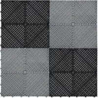 MonsterShop Belüftete Garagenbodenfliesen mit Kanten – 120 Schwarz und 120 Grau