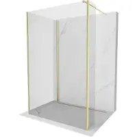 Mexen Kioto Duschwand Walk-In 3-teilig, 110x110x40 cm, Gold gebürstet