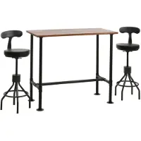 Mendler Set Bartisch + 2x Barhocker MCW-N21, höhenverstellbar drehbar Fußablage, Industrial Metall Kunstleder braun, schwarz