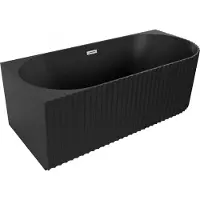 Mexen Gia freistehende, geriffelte Eckbadewanne links 150 x 75 cm, Schwarz matt, Überlauf Nickel gebürstet - 52701507571L-97