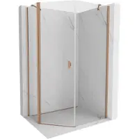 Mexen Mist asymmetrische fünfeckige Duschkabine, Schwingtür 90 x 100 cm, transparent, gebürstetes Kupfer - 8A8-090-100-65-00