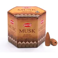 HEM Musk Backflow Braune Rucherkegel, lang anhaltendes Aroma fr Positivitt und reine Luft, Holzpulver-Aromatherapie zum Stressabbau, Luftreini