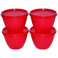 Tupperware Set mit 4 Khlschrankschsseln, 14 Unzen, Rot
