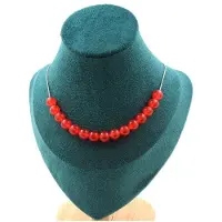 Bijoux Steine und Mineralien. Halskette mit 15 roten Chalcedon-Perlen 8 mm. Kette aus Edelstahl. Halskette für Frauen, Männer. Personalisierte Größe.