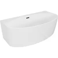 Mexen Bruna freistehende, halbanliegende Badewanne 170 x 88 cm, weiß glänzend, schwarzer Überlauf - 52731708800-70