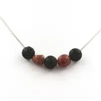 Bijoux Collier - Ein - Lava Perlen 8 mm - Brasilianischer Rubin - Edelstahl - Länge nach Wahl