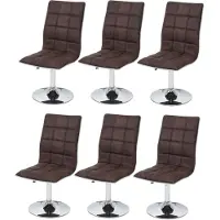 Mendler 6er-Set Esszimmerstuhl MCW-C41, Stuhl Küchenstuhl, höhenverstellbar drehbar, Stoff/Textil MVG vintage dunkelbraun