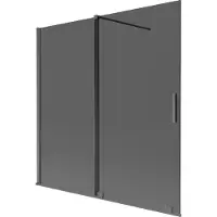 Mexen Velar 2-flügelige verschiebbare Badewannenabtrennung 160 x 150 cm, graphit, gebürstetes Gun Gray - 896-160-000-41-66