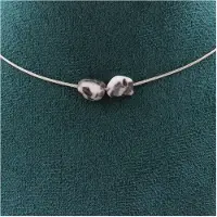 Bijoux Steine und Mineralien. Halskette mit 2 Perlen aus brasilianischem Zebra-Jaspis. Edelstahlkette Halskette für Frauen und Männer. Größe anpassbar