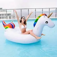 MaxPower Stilvolle aufblasbare Einhorn-Schwimmmatratze - PVC-Sonnenliege für Erwachsene, perfekt für Strand und