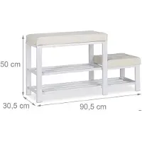 Helloshop26 Eingangsbank Schuhmöbel Sitzbank Hocker 90,5 cm weiß 13_0000352_2