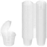 Typecat 100 kleine Plastikbehälter mit Deckel, 25 ml Soßentöpfchen, Gelee-Töpfchen