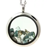 Bijoux Edelsteine und Mineralien. Roh-Zircon-Halskette. Medaillon-Modell 25 mm. Farbe Silber.