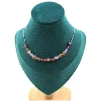 Bijoux Edelsteine und Mineralien. Halskette mit 15 Auralite-Perlen aus Kanada. Edelstahlkette Halskette für Frauen, Männer. Anpassbare Größe.