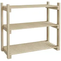 Helloshop26 Schuhregal - - 3 Ebenen - Kiefernholz - 60 x 68 x 30 cm - Natur