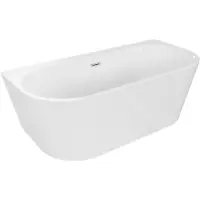 Mexen Oval+ freistehende Wandbadewanne 170 x 80 cm, weiß, Überlauf gebürstetes Nickel - 52681708000-97