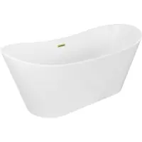 Mexen Montana freistehende Badewanne 180 x 80 cm, weiß, Überlauf mit gebürstetem Gold - 52011808000-55