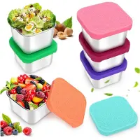 Typecat Salatdressingbehälter, Snackbehälter aus Edelstahl, 6 oz 304 Edelstahl-Soßenbehälter aus Metall mit Silikondeckel
