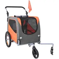 OEM Kinderfahrradaufhängung für Hunde, 2-in-1 - bis 30 kg Tragfähigkeit - mit Klapprahmen und Sicherheitsreflektoren - Orange/Grau