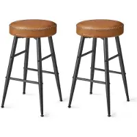 Helloshop26 Barhocker - - Set von 2 - PU - Sitzhöhe 63 cm - Karamellbraun