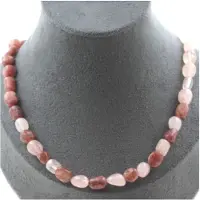 Bijoux Halskette - ABIJOUX - Rosenquarz und Rubine aus Brasilien - Edelstahl - 45 cm - Unisex