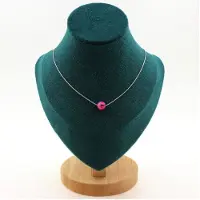Bijoux Steine und Mineralien. Halskette 1 Perle Fakel-Agate Fuchsia 8 mm. Kette aus Edelstahl Halskette für Frauen, Männer. Anpassbare Größe.