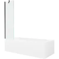 Mexen Vega rechteckige Badewanne 170 x 70 cm mit Verkleidung und 1-flügliger Duschabtrennung 50 cm, transparent, Schwarz - 55011