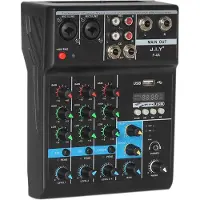 Torribaly Professioneller 4-Kanal-Bluetooth-Mixer, Audio-Mixing-DJ-Konsole mit Halleffekt für Heim-Karaoke, USB, Live-Bühne, KTV