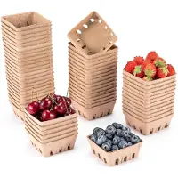 Tlily 60er-Pack Beerenkörbe aus Zellstofffasern, Behälter für Obst- und Gemüsekörbe