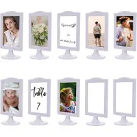 Jojomino Doppelseitiger Standbilderrahmen, 4 x 6 Zoll, 2-seitiger Sockel, Kunststoff, weißes Foto-Set zur Anzeige