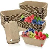 Jojomino Beerenkorb, 50er-Pack, Beerenkorb aus Zellstofffaser zum Pflücken von Obst, geformter Beerenkorb für Blaubeeren, Himbeeren, Kirschen, Erdbeeren