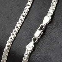 MaxPower (Silber -60 cm) 925 Sterling Silber 6 mm volle seitliche Halskette 18/20/22/24 Zoll Kette für Damen