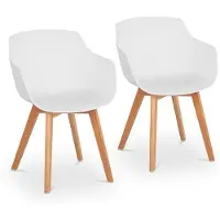 Helloshop26 Set mit 2 Wohnzimmer-Esszimmer-Stühlen, max. 150 kg, Sitzfläche 41 x 40 cm, Farbe Weiß 14_0000871